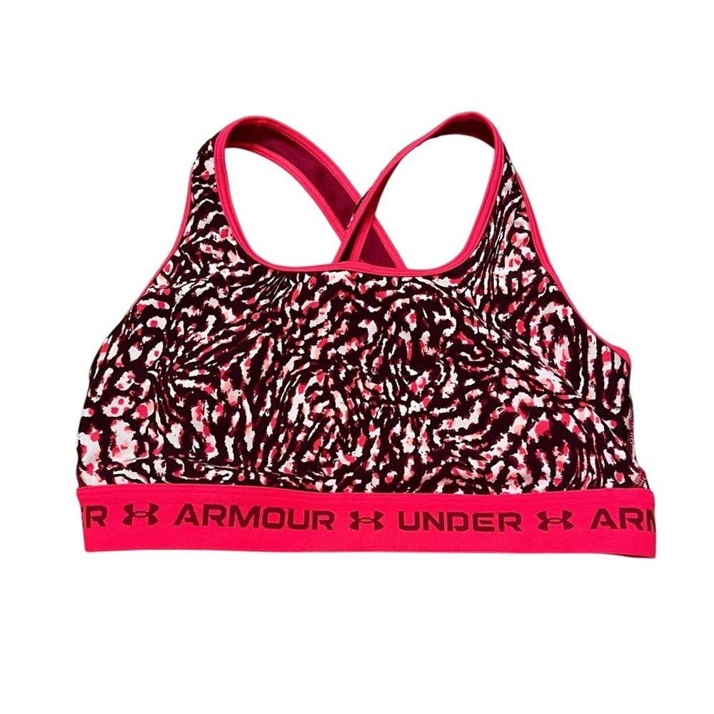 Under Armour Mid-Support Crossback Printed Sports Bra Hot Pink *No pads* size L